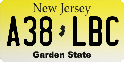 NJ license plate A38LBC