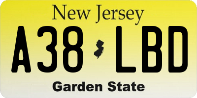 NJ license plate A38LBD