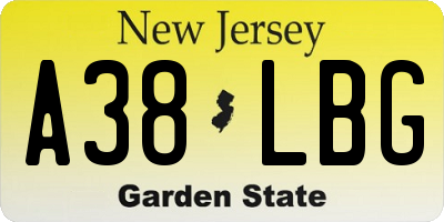 NJ license plate A38LBG