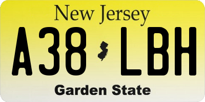 NJ license plate A38LBH