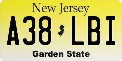NJ license plate A38LBI