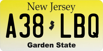 NJ license plate A38LBQ