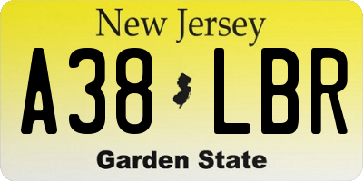 NJ license plate A38LBR