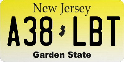 NJ license plate A38LBT