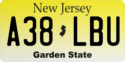 NJ license plate A38LBU
