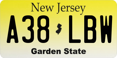 NJ license plate A38LBW