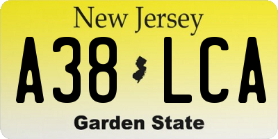 NJ license plate A38LCA