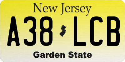 NJ license plate A38LCB