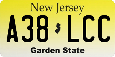NJ license plate A38LCC