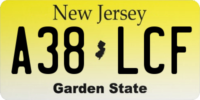 NJ license plate A38LCF