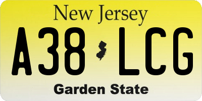 NJ license plate A38LCG