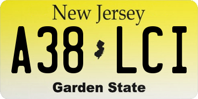 NJ license plate A38LCI