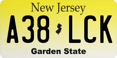NJ license plate A38LCK