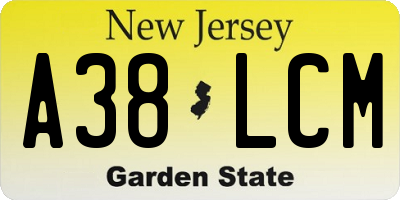 NJ license plate A38LCM
