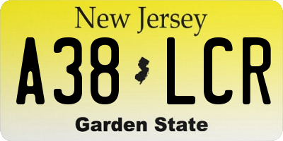 NJ license plate A38LCR