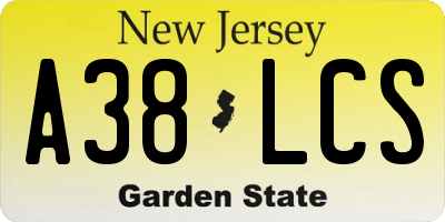 NJ license plate A38LCS
