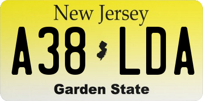 NJ license plate A38LDA