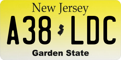 NJ license plate A38LDC