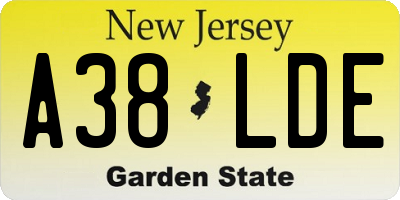 NJ license plate A38LDE