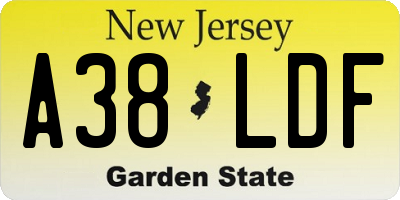 NJ license plate A38LDF