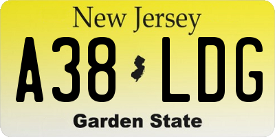 NJ license plate A38LDG