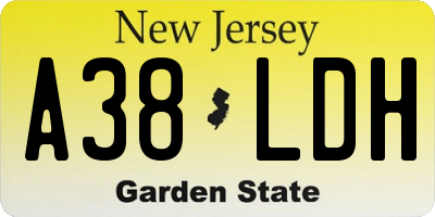 NJ license plate A38LDH