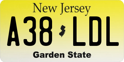 NJ license plate A38LDL