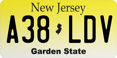 NJ license plate A38LDV