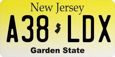 NJ license plate A38LDX