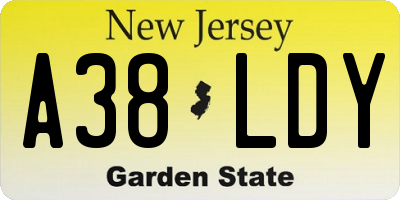 NJ license plate A38LDY