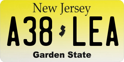 NJ license plate A38LEA