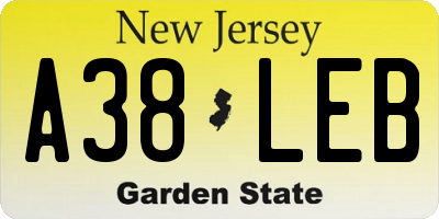NJ license plate A38LEB
