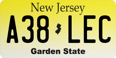 NJ license plate A38LEC