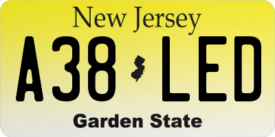 NJ license plate A38LED