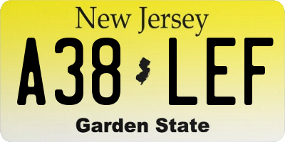 NJ license plate A38LEF