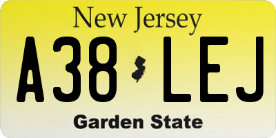 NJ license plate A38LEJ