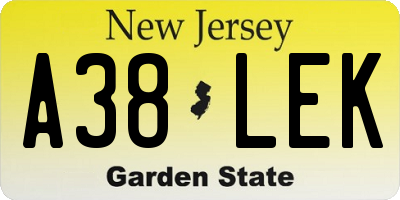 NJ license plate A38LEK