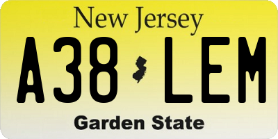 NJ license plate A38LEM