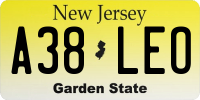 NJ license plate A38LEO
