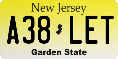 NJ license plate A38LET