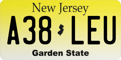 NJ license plate A38LEU