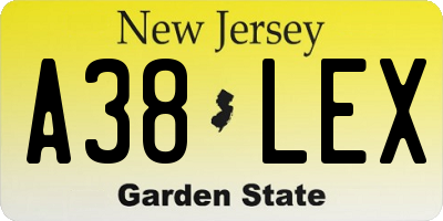NJ license plate A38LEX