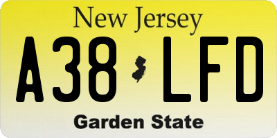 NJ license plate A38LFD