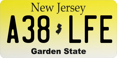 NJ license plate A38LFE