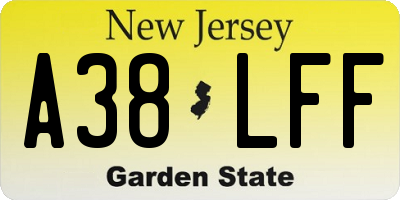 NJ license plate A38LFF