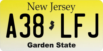 NJ license plate A38LFJ