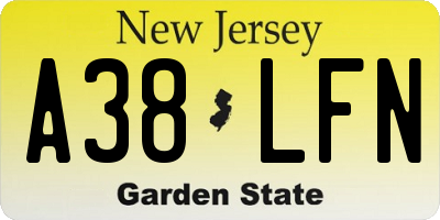 NJ license plate A38LFN