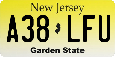 NJ license plate A38LFU