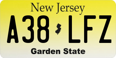 NJ license plate A38LFZ