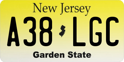 NJ license plate A38LGC